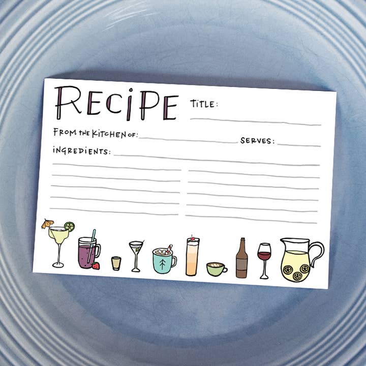 Ensemble de cartes de recettes gorgées et spiritueux pour la vente par Lacelit | Stationery & Gifts by Kimberly Kuniko