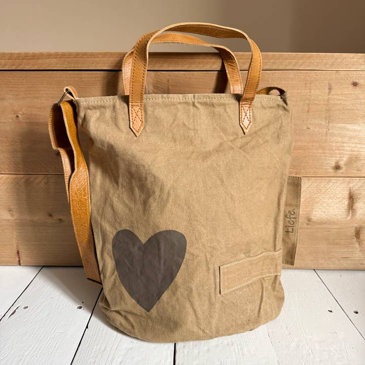 Vintage Hinkväska hjärta brun (mörk canvas) NY med dragkedja för wholesale av Liefe NL