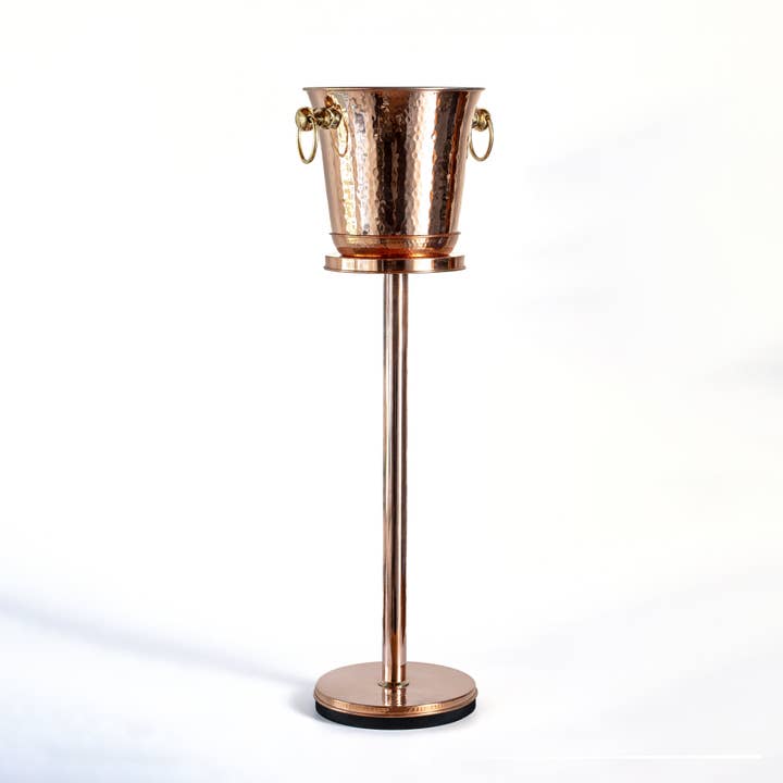 ANATOLIACRAFT – wholesale Ice bucket – Handcrafted Hammered Copper Champagne & Wine Ice Bucket with Stand, Elegant Beverage Cooler
