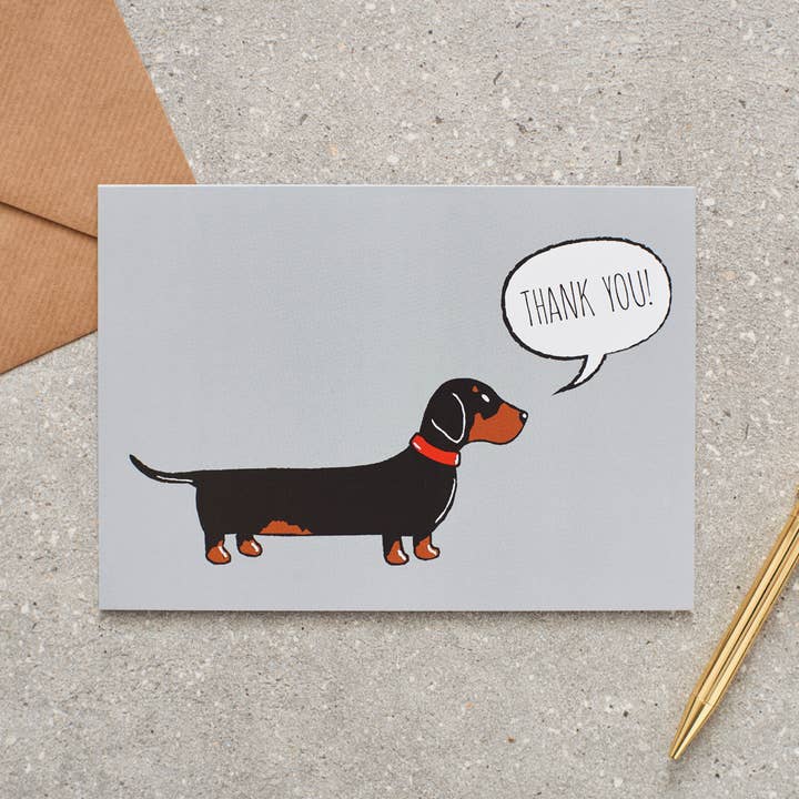 Sweet William Designs - Wholesale Thank You Card - Thank You Card - Dachshund / Sausage Dog