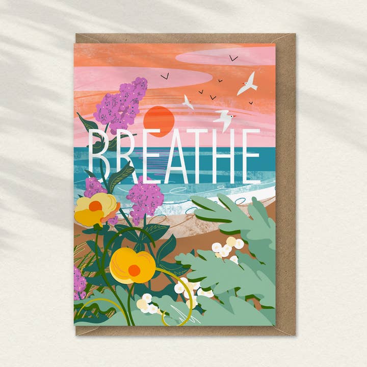 Breathe - Whispers Mindful Greeting Card for wholesale by Onneke