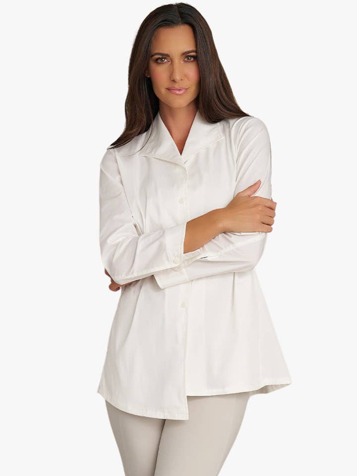 Women's Asymmetrical Unique Cuff Transformation Tunic for wholesale by Stella Carakasi