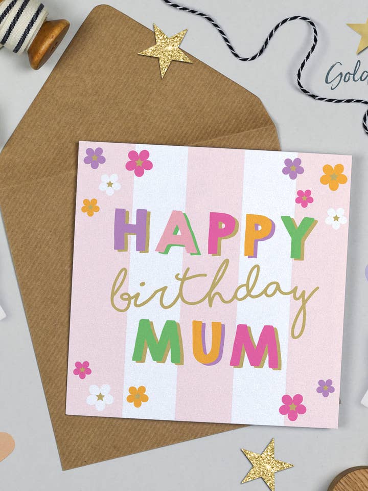 Celebration Mum Birthday Gold Foil for wholesale by Michelle Fiedler Design