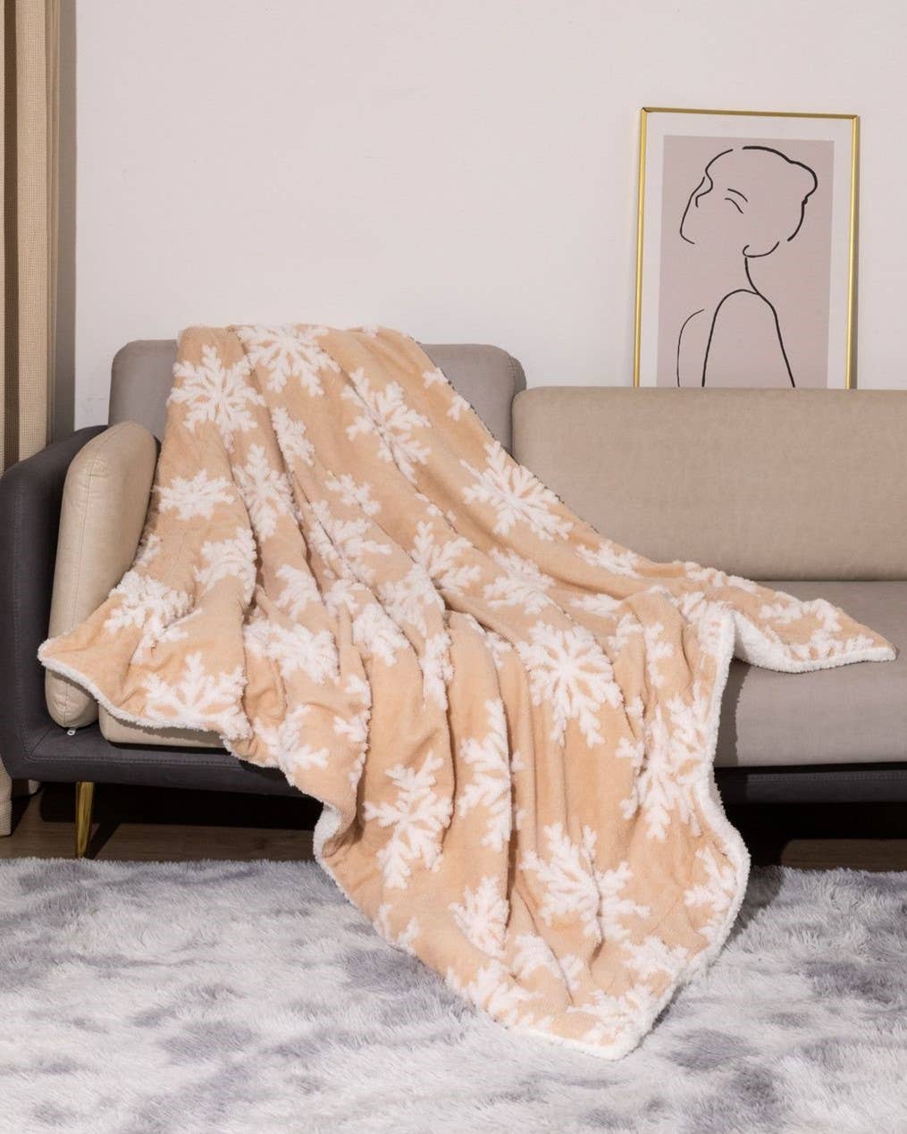 HIDDENBRAND - Wholesale Throw Blanket - Christmas snowflake fluffy fleece cozy sofa throw blanket1