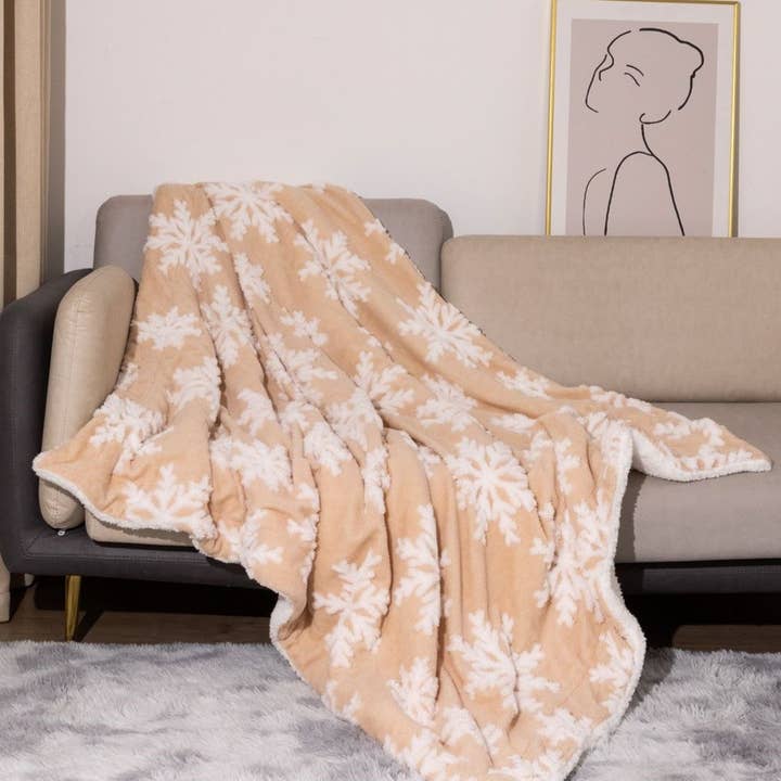 HIDDENBRAND - Wholesale Throw Blanket - Christmas snowflake fluffy fleece cozy sofa throw blanket1