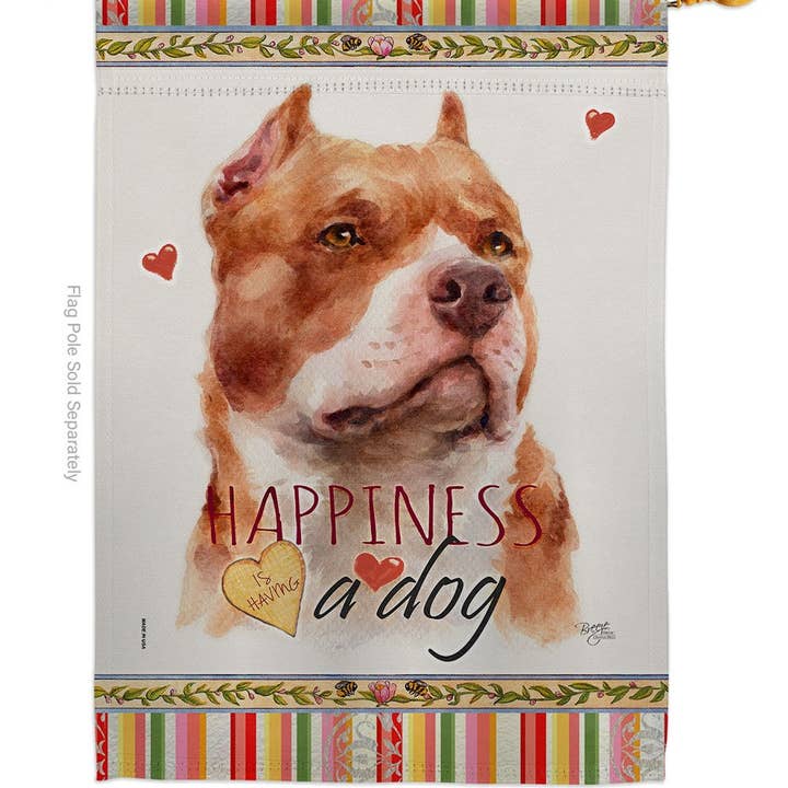 Two Group Flag Co – Engroshandel Flag – Fawn Pitbull Lykke Dyr Hund Decor Flag1