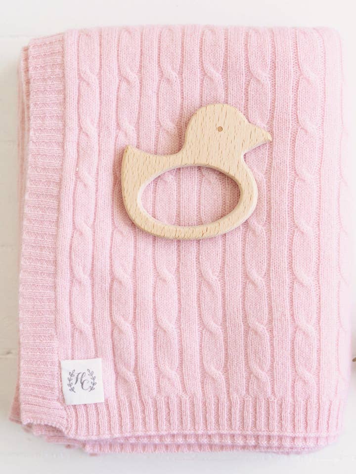 Cashmere Cable Knit Baby Blanket - Blush for wholesale by Heirloom Cashmere