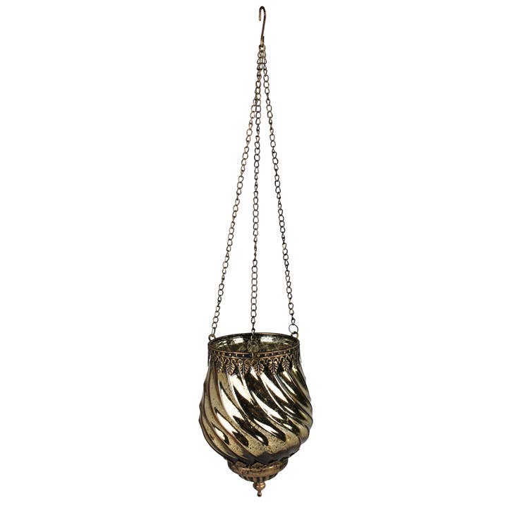 HomArt - Wholesale Lantern - Fez Hanging Lantern, Glass, Gold - Lrg