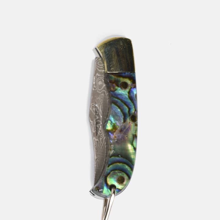Curated Basics - Wholesale Pocket Knife/Holder - Abalone Inlay Folding Knife 1