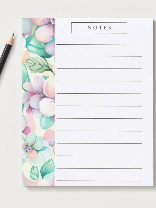 Pastel Florals Lined Notepad 6" x 7.75" for wholesale by Prickly Petal Boutique
