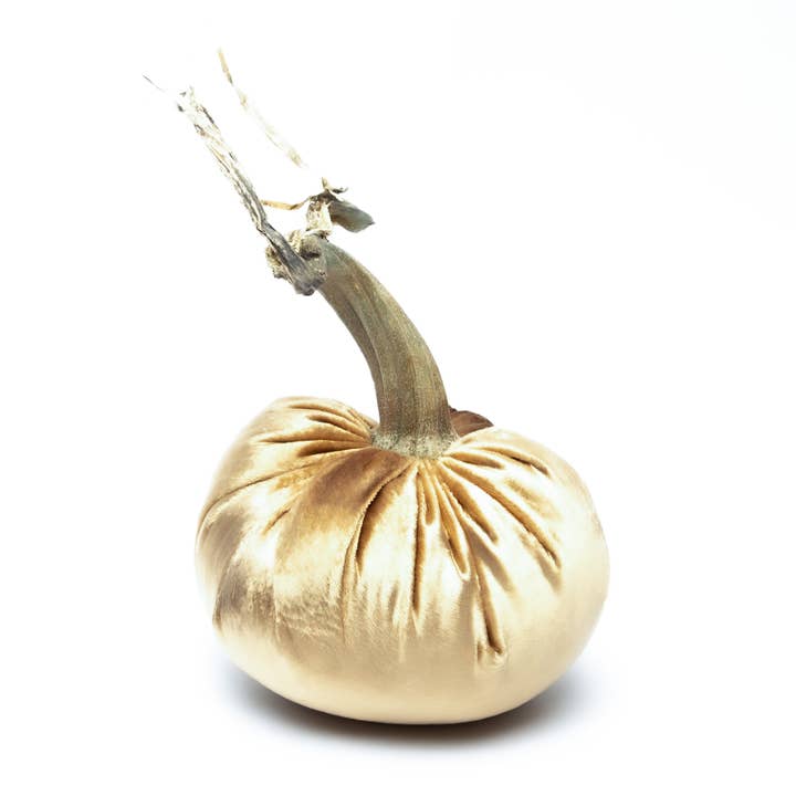 Hot Skwash - Wholesale Decorative Tabletop Object - Brass Silk Velvet Pumpkin1