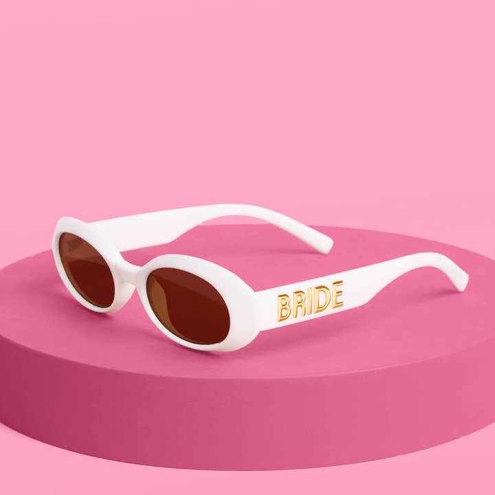 xo, Fetti - Wholesale Sunglasses - Women's - White Bride Sunnies - bride embossed sunglasses, bachelorette accessory