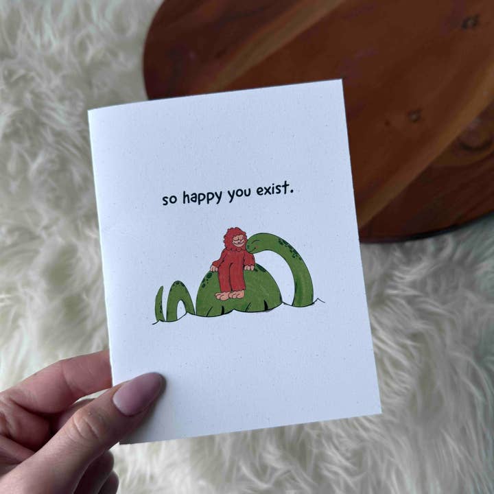 Big Moods - Wholesale Valentine's Day Card - "So happy you exist" Cryptid Greeting Card