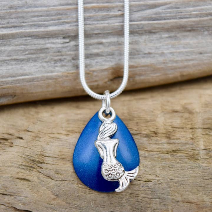 Deep Ocean Blue Mermaid Necklace for wholesale by Eye Catching Jewelry