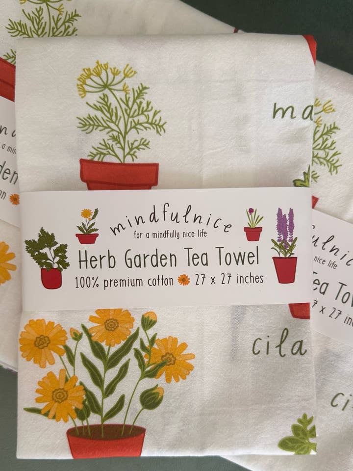 Herb Garden Tea Towel for wholesale by Mindfulnice