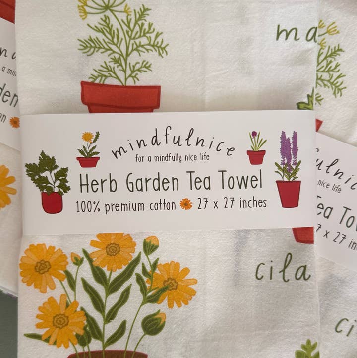 Mindfulnice - Wholesale Tea Towel - Herb Garden Tea Towel0
