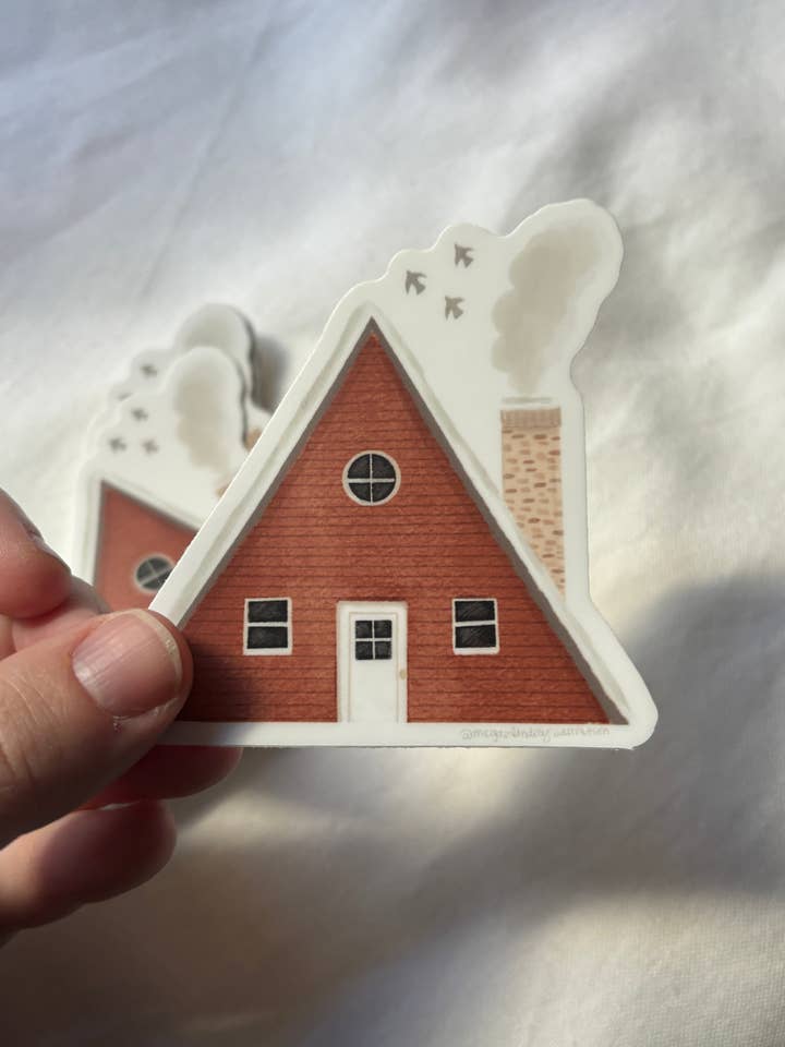 Red A-frame Sticker for wholesale by Megan Lindsey Illustration