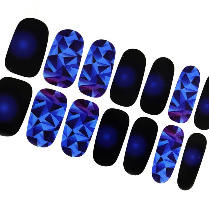 ClebleNails – Großhandel Nailart/Nagelsticker – Schwarze dunkelblaue dunkle Ombre-Nagel-Aufkleber/Hologramm-geometrische abstrakte Nagelstreifen/Kaleidoskop-Nagelwickel/ Pop Koreanische Nagelwickel