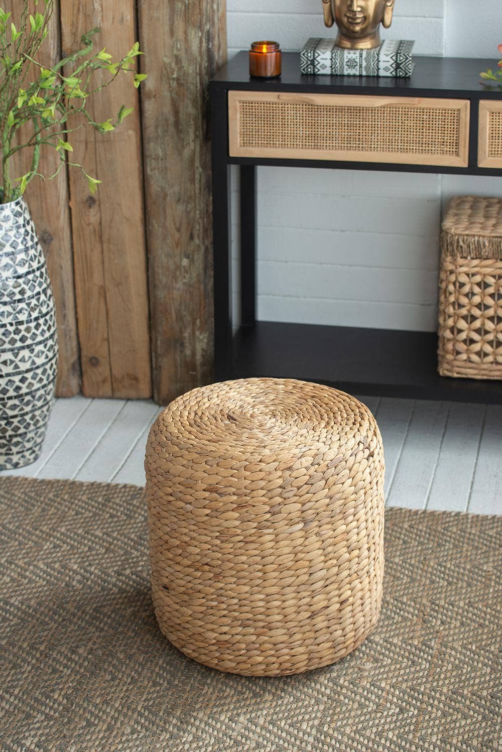 A&B Home Group Inc. - Wholesale Stool - D14.5x14.5" Water Hyacinth Stool 1EA/CTN1