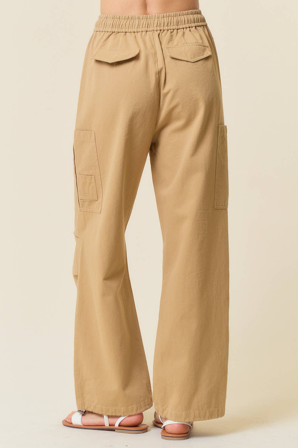 Doe and Rae - Wholesale Broek - Dames - CARGOBROEK VAN KATOENKEPERSTOF MET HOGE TAILLE EN WIJDE PIJPEN - 8793P7