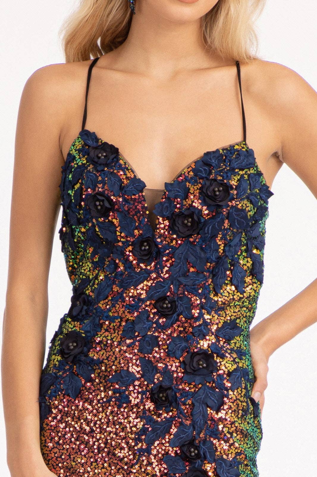 SMC Fashion - Vente Robe de soirée – femme - Robe de bal longue avec décolleté en cœur à sequins irisés et fente GLGL30252