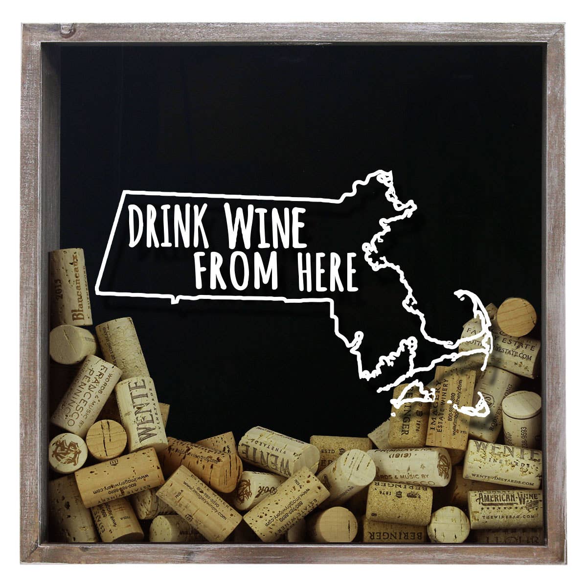 Torched Products - Wholesale Sign - Drink Wine From Here Beer Cap Shadow Box - Farmhouse Antique19