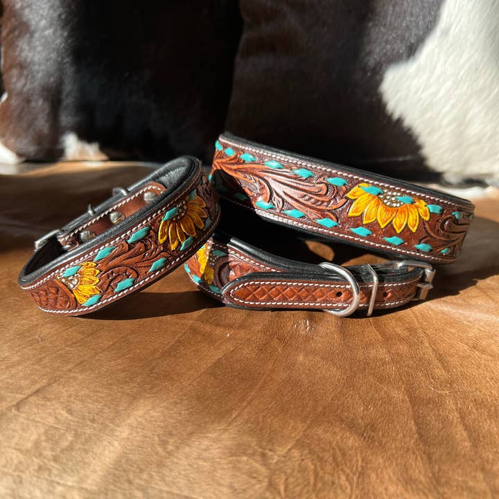 Westrian International - Wholesale Pet collar – Dog - Western Inspired Sunshine Sunflower Leather Dog Collar4