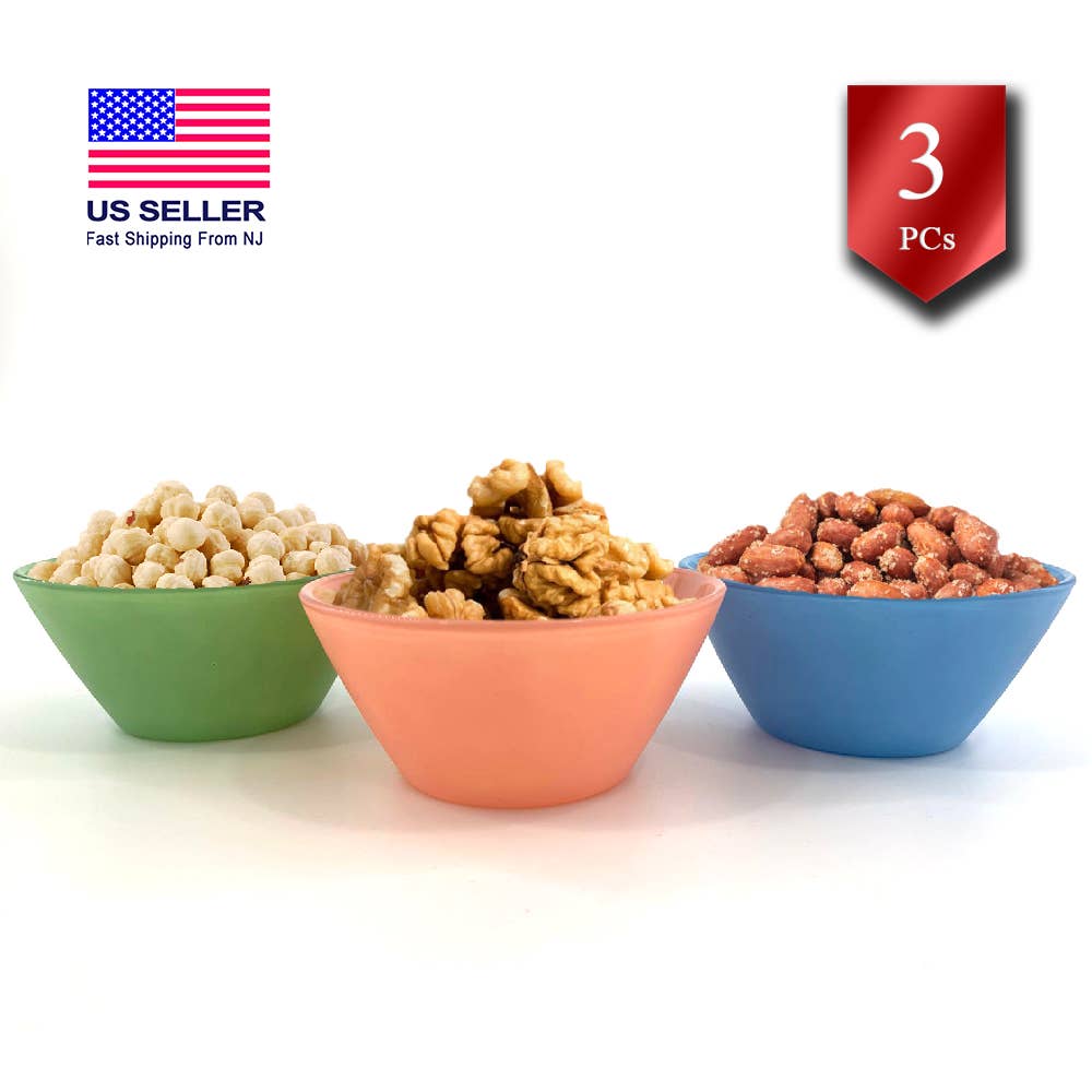 Hakan - Wholesale Serve Bowl - Glass Serving Bowls Set of 3, Colorful Prep Bowls, 7.25 oz4