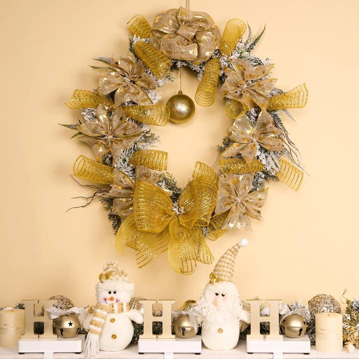 Posh Paper - Wholesale Ribbon - Gift Wrapping - Metallic Gold Poly Burlap Deco Mesh Ribbon Fabric Wrapping Ribbon, 10" x10 Yds1