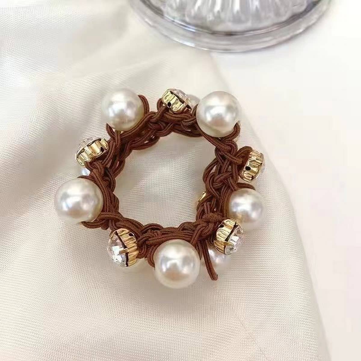 ACCITY - Wholesale Hair Tie - WOMEN SIMPLE PEARL RUBBER BAND HAIR TIE_CWAHA051910