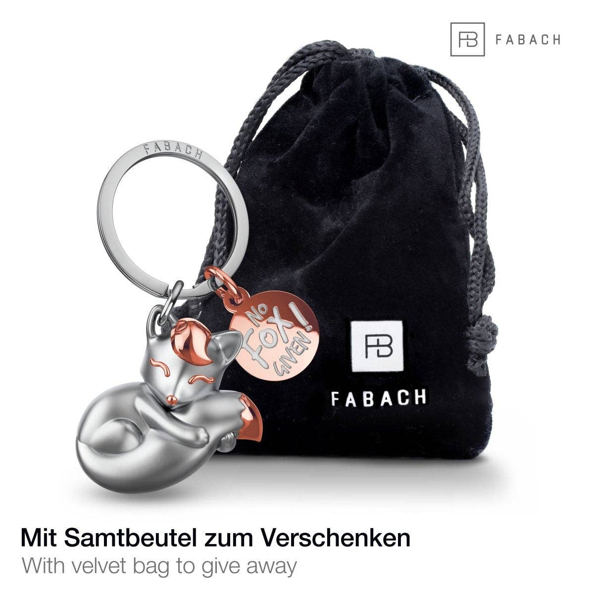 FABACH – Die Schlüsselanhänger-Schmiede - Wholesale Keychain - Women's - “No fox given” fox keychain “Foxy” with engraving - sweet fox lucky charm3