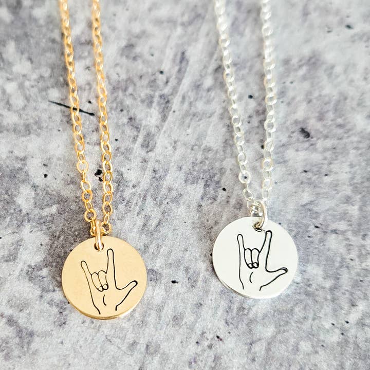 ASL ‘I Love You’ Hand-Stamped Necklace – A Subtle Jewish Statement for wholesale by Salt Sparkle Shalom