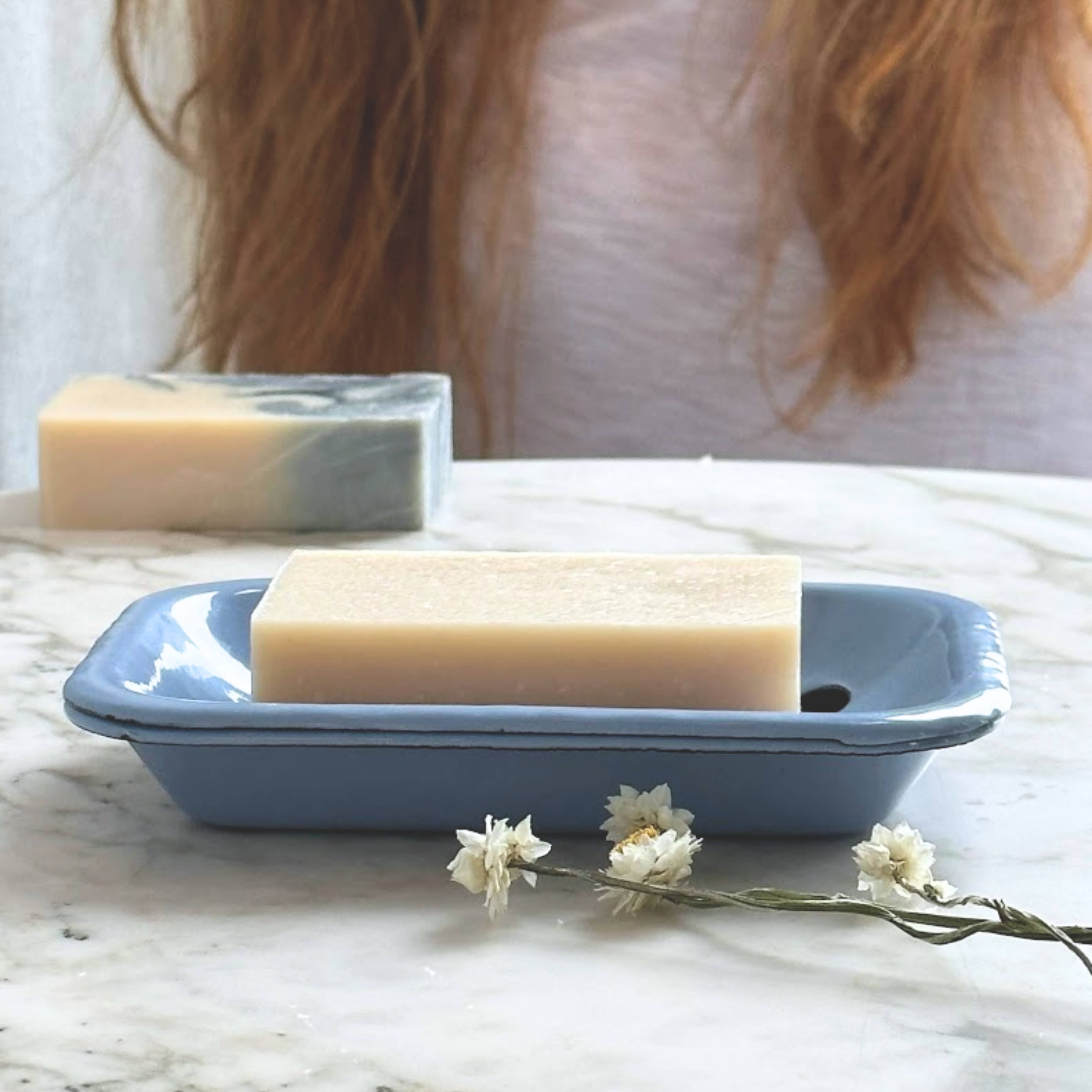 PILLOWPIA - Wholesale Bath Soap Dish - enamel soap dish in hydrangea blue2