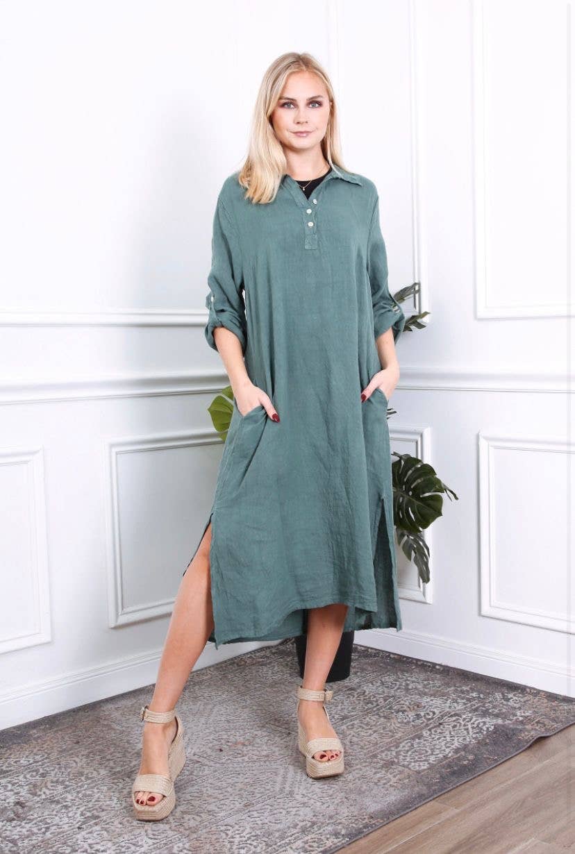 LÉA & LUC - Wholesale Dress - Women's - Long dress in 100% linen REF.209004