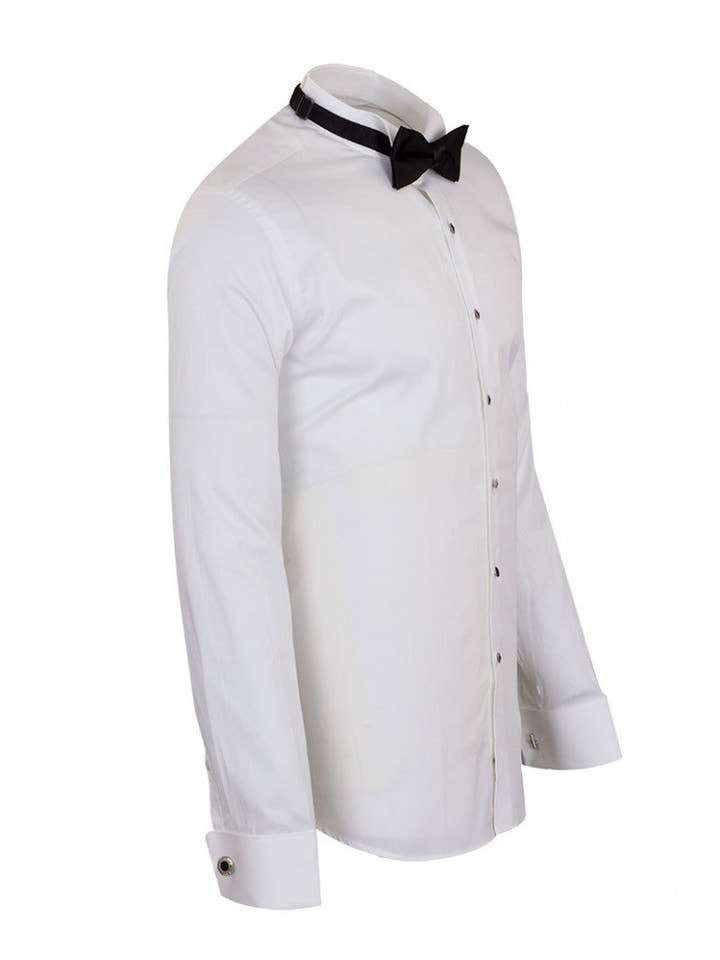 WHITE Classic Plain Wing Collar Men's Shirt for wholesale on Faire2