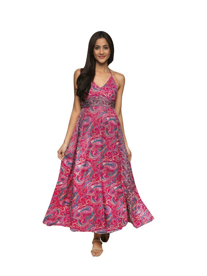 Sacred Threads - Wholesale Dress - Women's - Faux Silk Patterned Dress