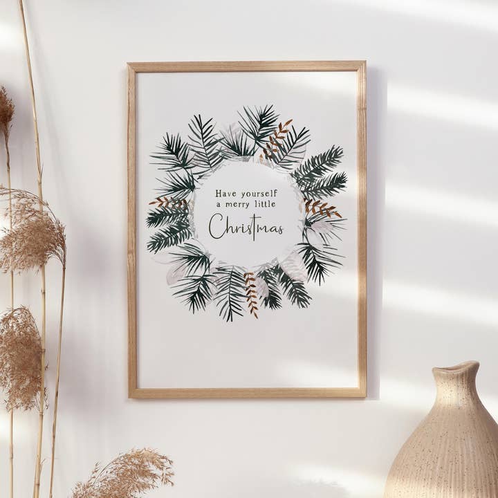 Kunsttryk jul krans akvarel forskellige størrelser A3 for engroshandel hos Paperlandscape