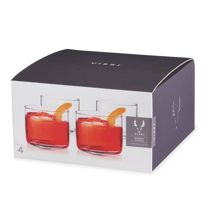 Viski - Wholesale Cocktail/Liquor Glass - Rayeâ„¢ Crystal Negroni Glasses - Set of 4
