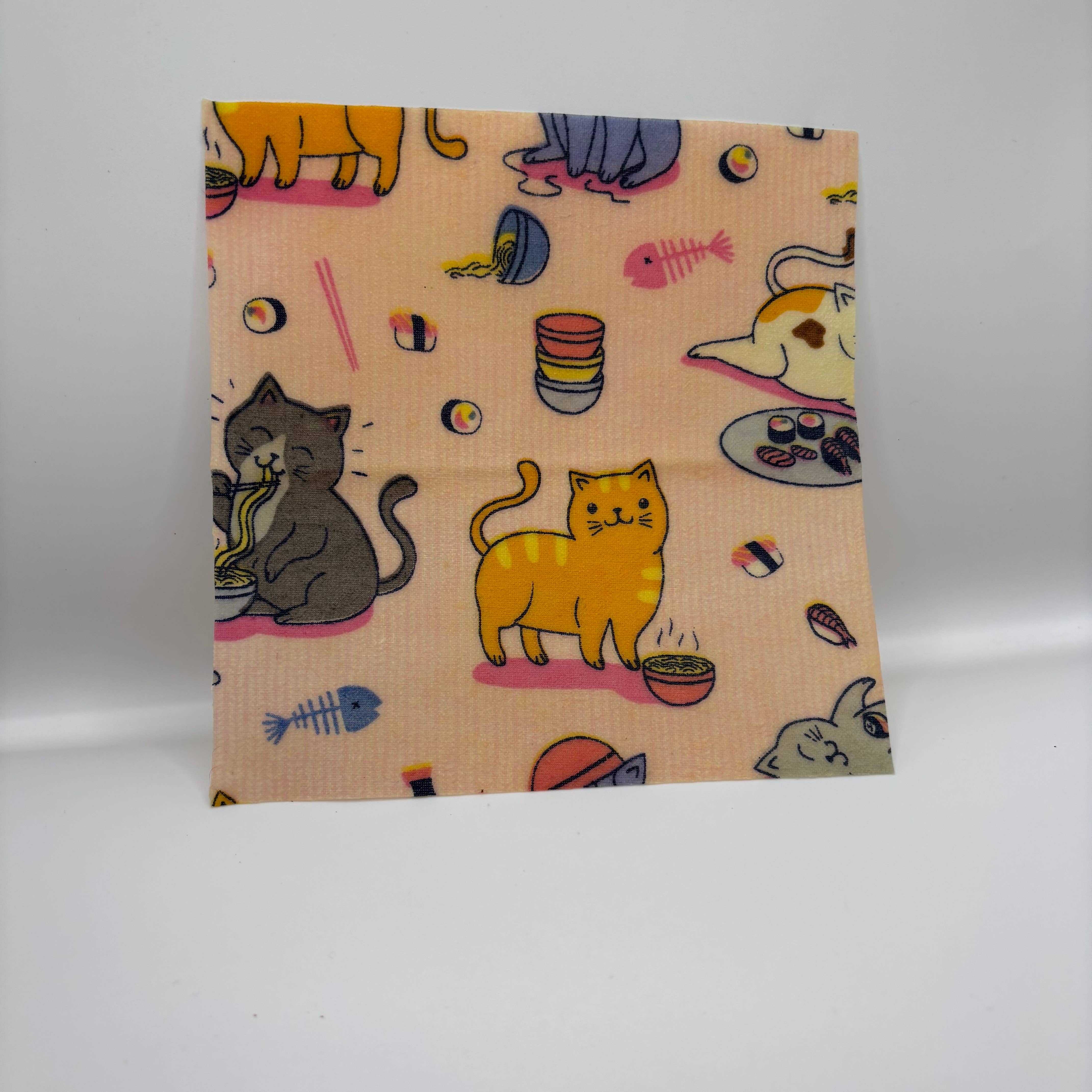 Almas And Co - Wholesale Food Storage Wrap/Bag - Funny Sushi Cats Print Beeswax Food Wrap3