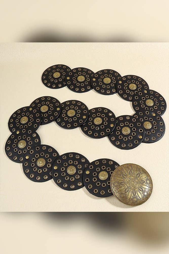 UNISHE - Vente Ceinture – femme - Ceintures Western à œillets avec panneau rond, lot minimum 3 pièces ZK13292