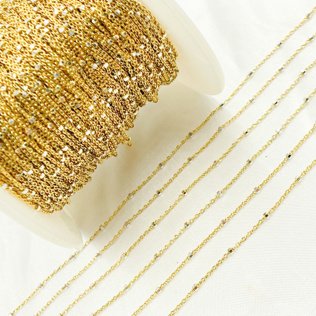 Z36GS1. Gold Plated 925 Sterling Silver Satellite Cube Chain for wholesale on Faire5