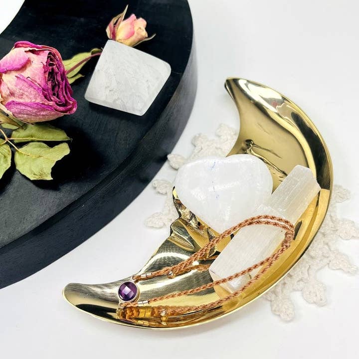 Rock Paradise - Wholesale Decorative tray - Brass Moon Tray - Crystal Holder1