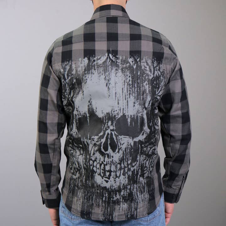 Hot Leathers FLM2101 Men's 'Grave Rub' Flannel Long Sleeve Shirt for wholesale by Hot Leathers