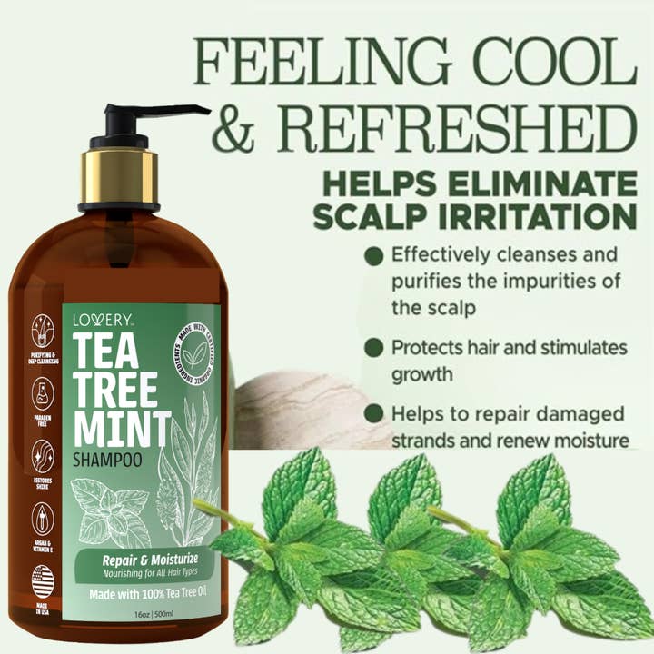 Lovery - Wholesale Hair Shampoo - Tea Tree Mint Shampoo, Made in USA, 16 oz.5