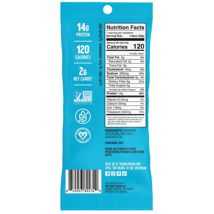 The Only Bean - Vente Noix - Edamame Rôti Croquant au Sel de Mer - 1,05 oz (lot de 16)2