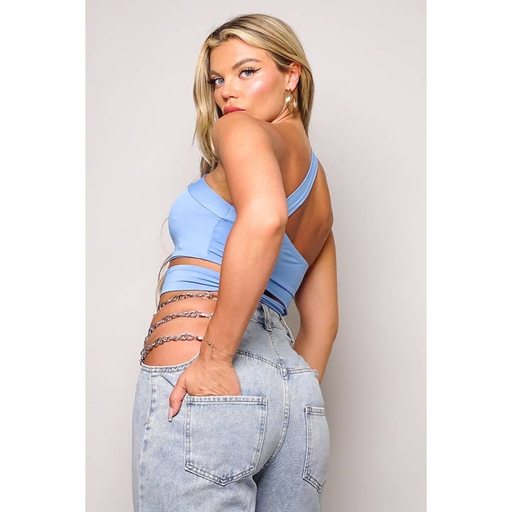 CEFIAN FASHION - Wholesale Knit Top - Women's - PATHS CROSSED DIAGONAL CROP TOP