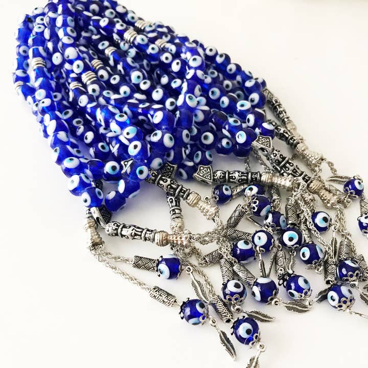 Evileyefavor – wholesale Decorative tabletop object – Blue Evil Eye Glass Komboloi2