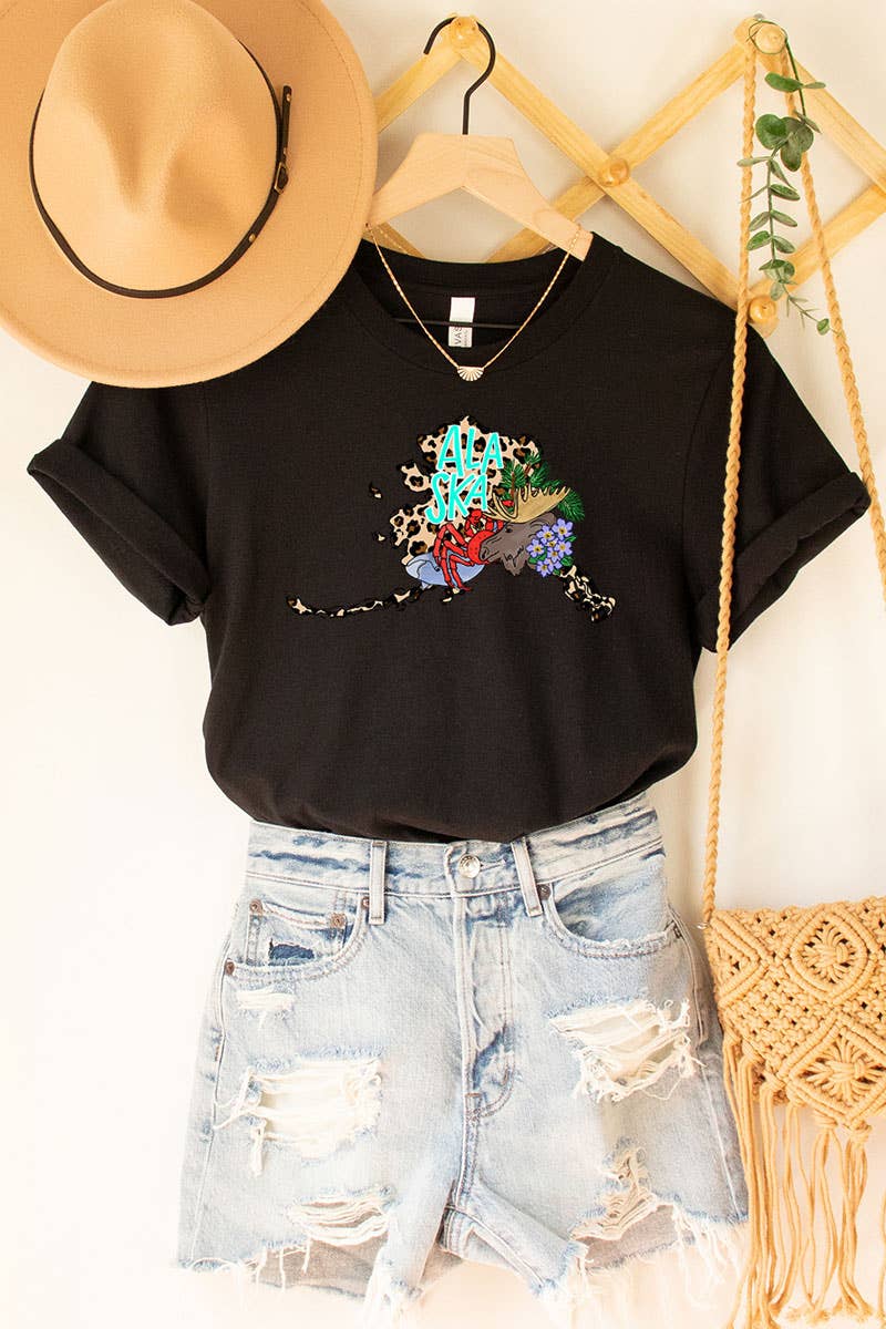 COLORBEAR – wholesale T-shirt med logga - Dam – Alaska STAT HANDRITAD GRAFISK T-SHIRT3