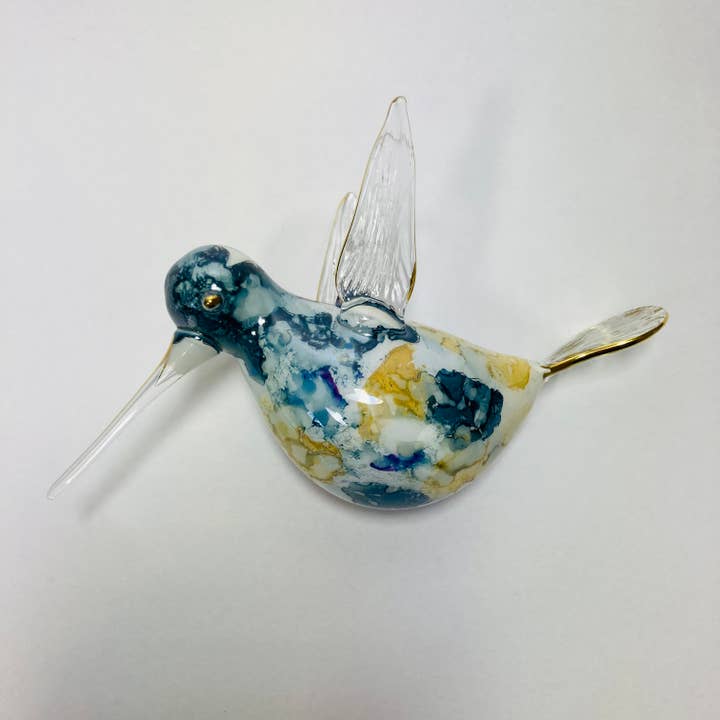 Dandarah (Ships from USA) - Wholesale Ornament - Blown Glass Ornament - Hummingbird: Multi / Blue3