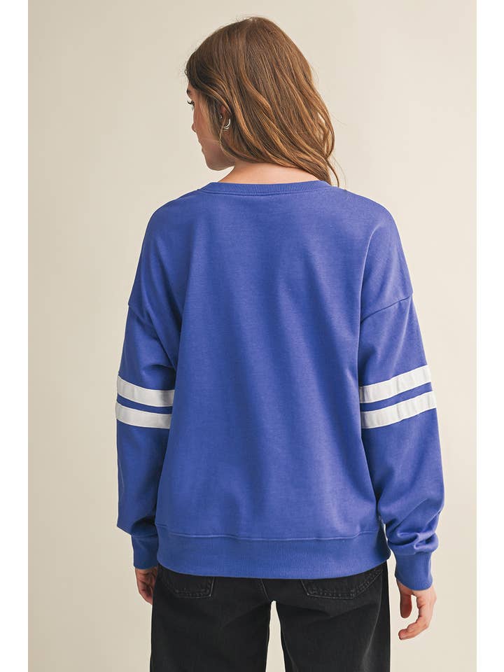 Aapparella - Wholesale Shirt - Women's - Striped Detail Drop Shoulder Oversized Sweatshirt | S-XL52